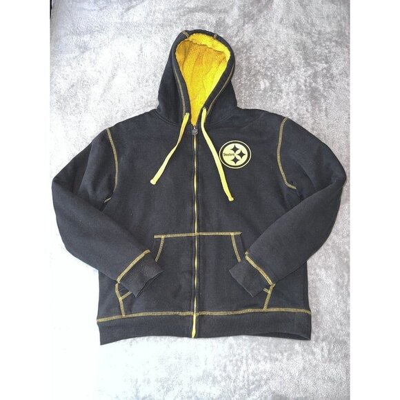 Pittsburgh STEELERS Sherpa Lined Zip Up Hooded Sweatshirt NFL Pro Line - Picture 1 of 12